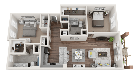 Floor plan for 2 beds, 2 baths, 1060 sqft